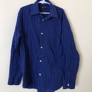 Chaps Boys long sleeves button down shirt , blue with stripesM 10/12